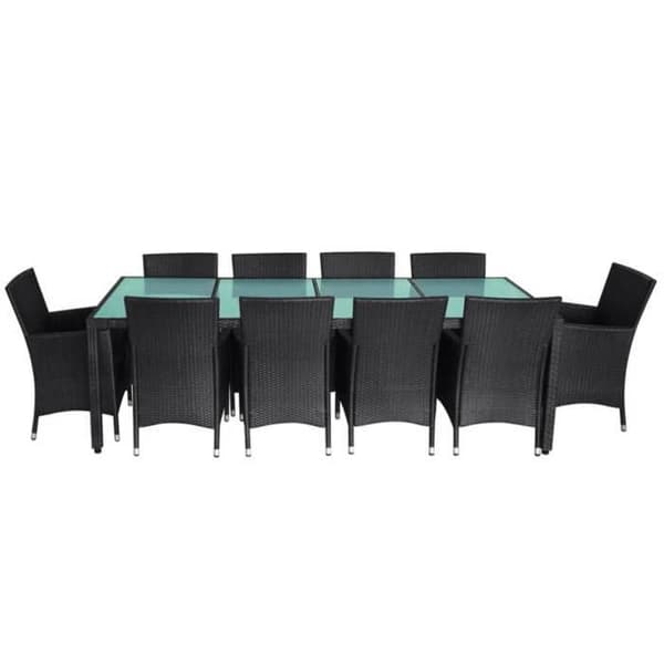 Maison Exclusive - Utomhusmatgrupp 11 delar med kuddar i flätad resin