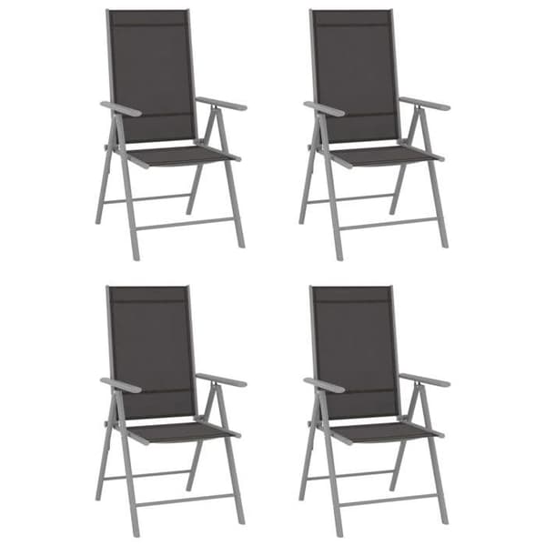 Havemøbler - MAISON EXCLUSIVE - Sæt 5 stk - Malet aluminium - Textilene stole med 7 positioner, foldbare - Glasplade Silver