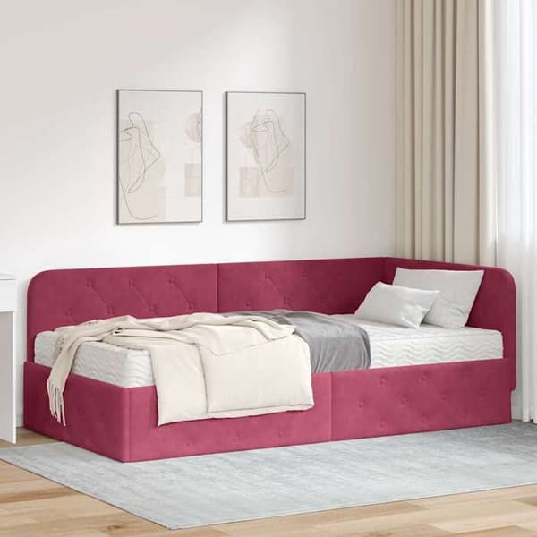 Maison Exclusive - Bordeauxn kulmasänky 100 x 200 cm Sametti Bordeaux