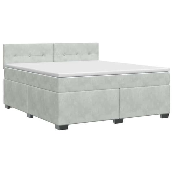 Maison Exclusive - Boxspring säng med madrass Ljusgrå 160 x 200 cm Sammet