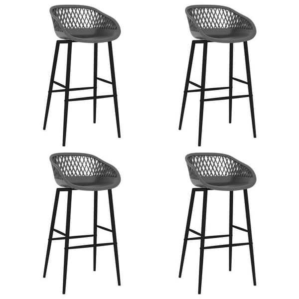 Barstol - Exklusivt Hem - Set om 4 - Grå - PP & metallben - Ergonomisk sits grå