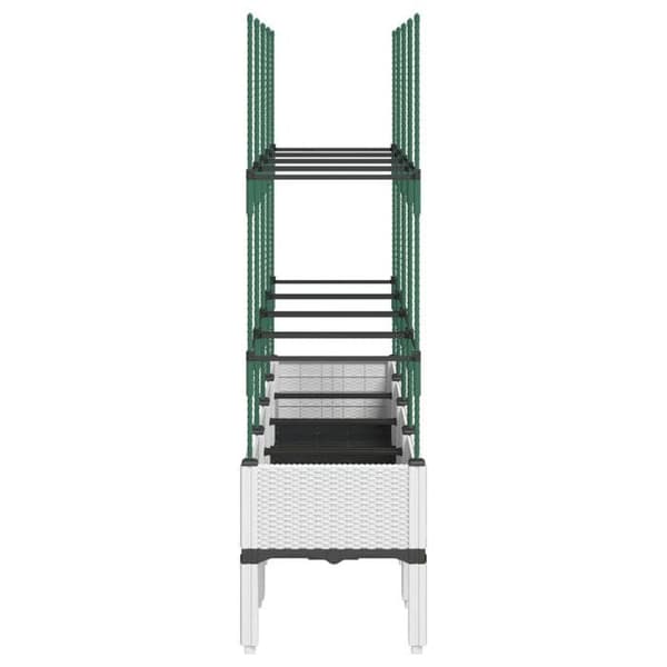 Maison Exclusive - Blomlåda med vitt trellis 160x40x142,5 cm PP