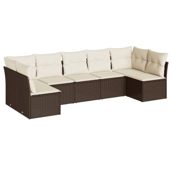 Maison Exclusive - Trädgårdsmöbler med kuddar 7 delar brun flätad resin