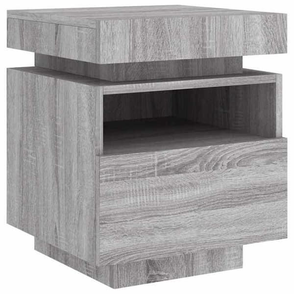 Maison Exclusive - Natbord med LED-lys sonoma grå 40x39x48,5 cm sonoma grå