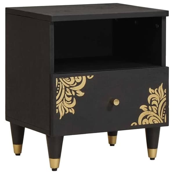 Maison Exclusive - Natbord Sort 40 x 33 x 46 cm Massivt mangotræ