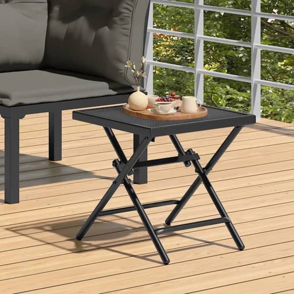 Maison Exclusive - Fällbart trädgårdsbord antracit 38x38x38 cm Ståltrellis