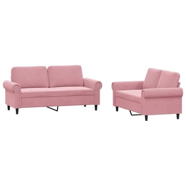 Maison Exclusive - Set med 2 soffor med kuddar i rosa sammet