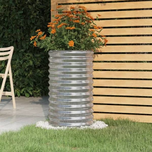 Maison Exclusive - Trädgårdsplanterare i galvaniserat stål 40x40x68 cm Silverfärgad