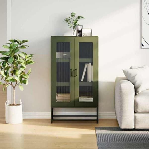 Maison Exclusive - Høj buffet i olivengrøn 68x39x123 cm stål