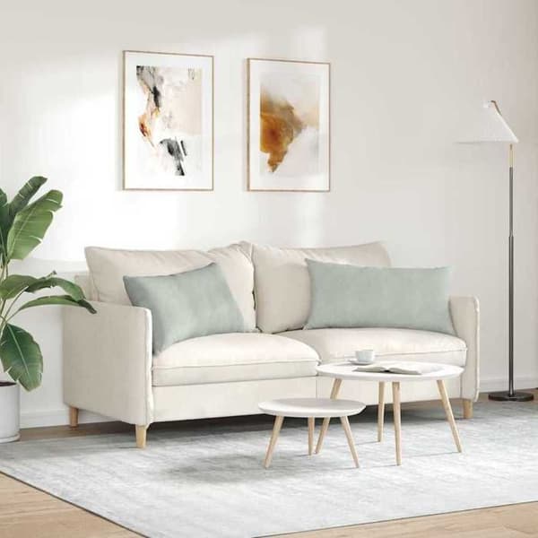 Soffkuddar - EXKLUSIVT HEM - 2 st 80 x 40 cm - Ljusgrå - Premium ribbad sammet - Avtagbara Ljusgrått