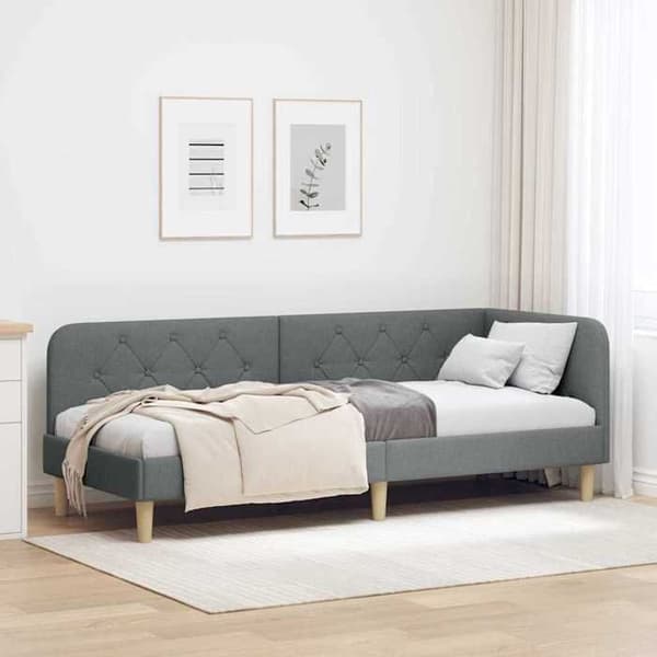 Vinkel säng - EXKLUSIV HUS - Exklusiv hus - Mörkgrå - 80 x 200 cm - Vändbar armstöd Mörkgrå