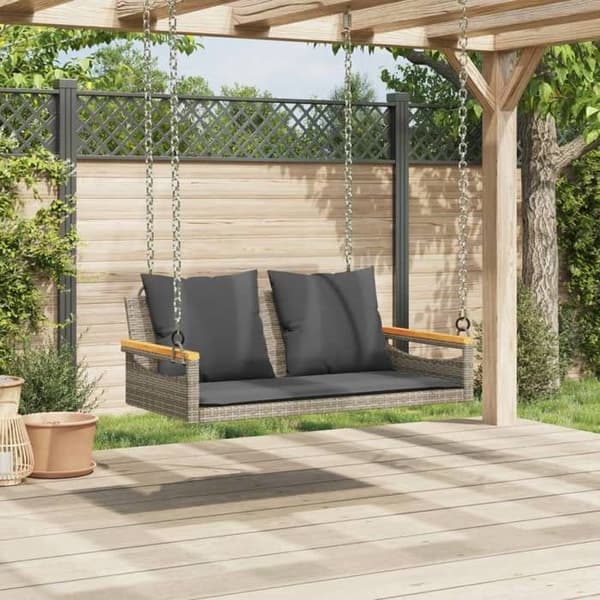 Maison Exclusive - Balanssoffa med grå kuddar 109x62x40 cm flätad resin