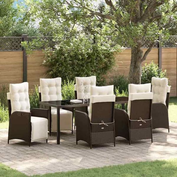 Maison Exclusive - 7 pc spisebordssæt til haven i brun polyrotin brun