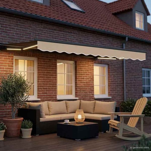 Maison Exclusive - Manuell rullgardinsram med LED-lampor