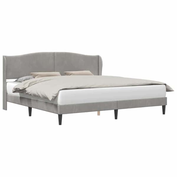 Maison Exclusive - Sängram med huvudgavel Ljusgrå 200 x 200 cm Sammet