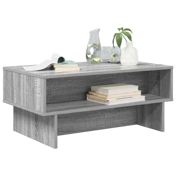 Bord - EKSKLUSIV HUS - Sonoma Grå - Ingeniørtræ - Indbyggede hylder - Moderne Gris Sonoma