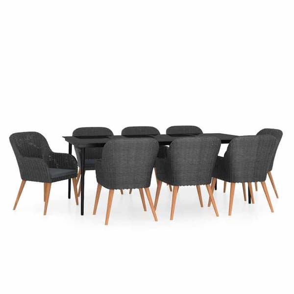 Maison Exclusive - Puutarhakalusteryhmä tyynyillä 9 kpl musta