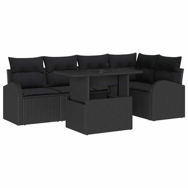 Maison Exclusive - 6-osainen puutarhakalustesarja 5-hengen musta