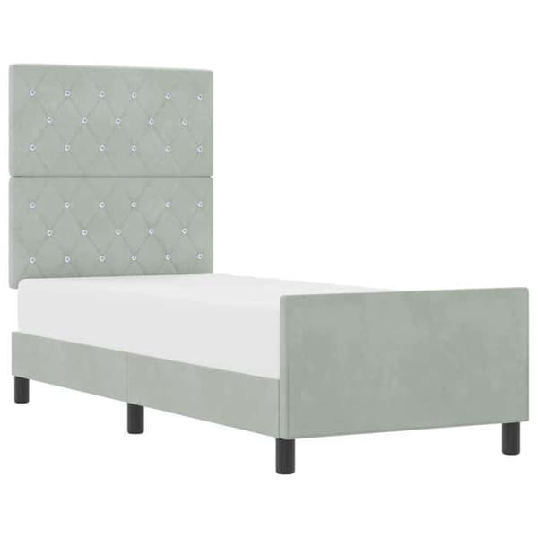 Ljusboxsäng - MAISON EXCLUSIVE - Rektangulär - 80 x 200 cm - Ljusgrå - Sammet & massivt trä Ljusgrått