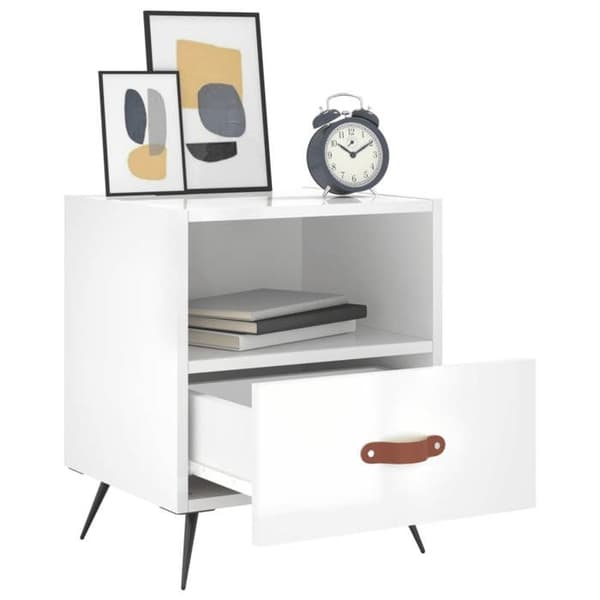 Maison Exclusive - Sängbord 2 st vit glänsande 40x35x47,5 cm