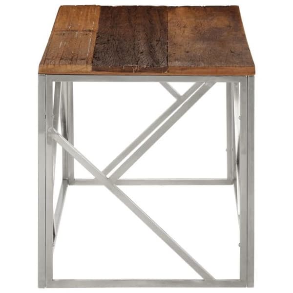 Bord - EKSKLUSIV HUS - Lærk - Sølvfarvet rustfrit stål - Massivt lærkebord - Moderne design Silver
