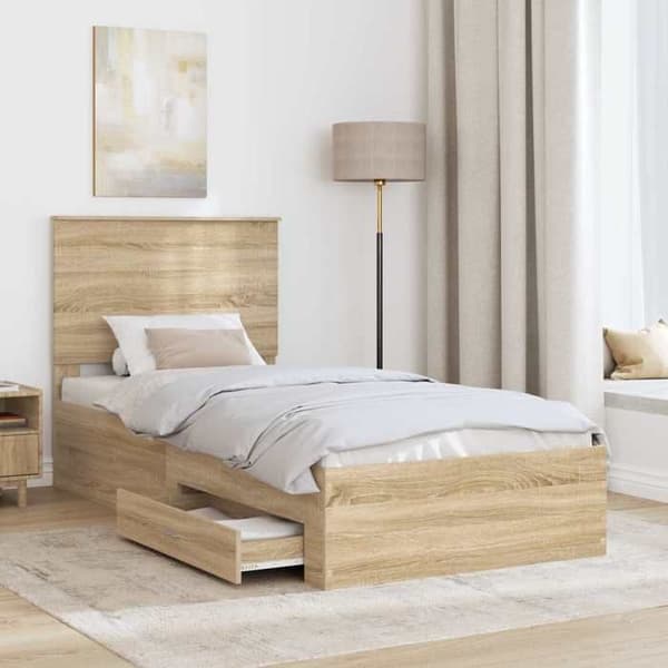 Maison Exclusive - Sängram Ek Sonoma 90 x 200 cm Ingenjörsträ