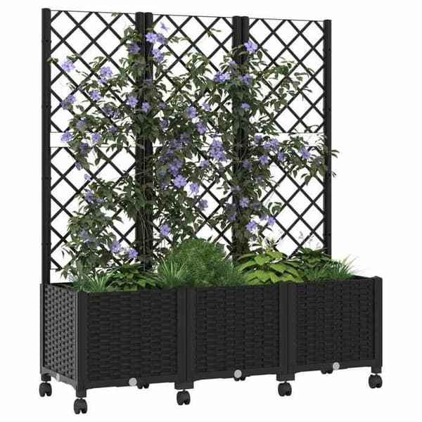 Maison Exclusive - Puutarhakärry, jossa on ritilä ja pyörät, musta 120 x 40 x 146 cm PP