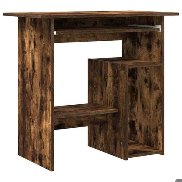 Kontor - EKSKLUSIVT HUS - Røget eg 80x45x74 cm - Ingeniørtræ - Rum til PC-tårn - Stort opbevaringsrum Rökt ek