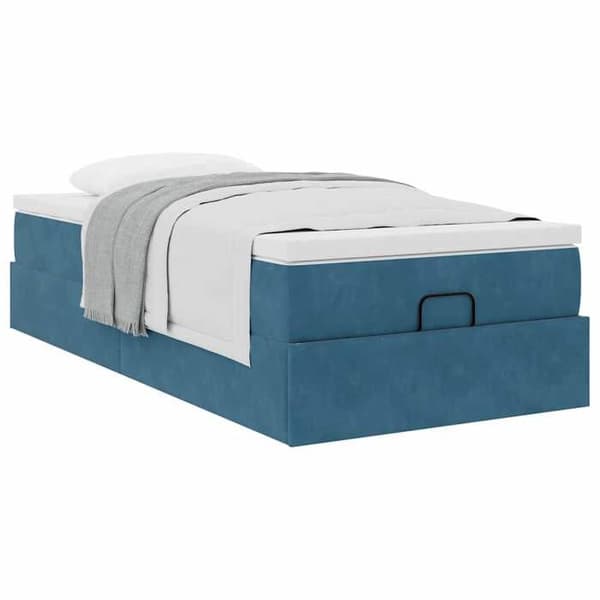 Maison Exclusive - Ottoman sängram med mörkblå madrass 90x190 cm sammet mörkblå