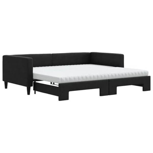 Maison Exclusive - Sengebænk med udtræk og sort madras 100x200 cm stof
