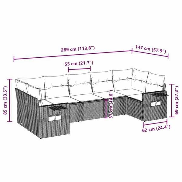 Maison Exclusive - Trädgårdsmöbler med kuddar 7 delar ljusgrå flätad resin