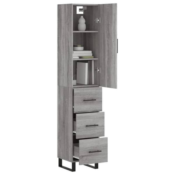 Maison Exclusive - Buffé hög Sonoma grå 34,5x34x180 cm Ingenjörsträ Sonoma grå