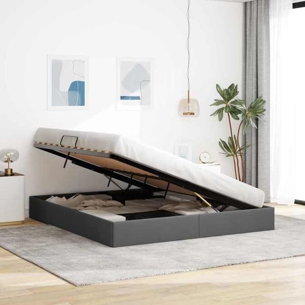 Maison Exclusive - Sängram ottoman Mörkgrå 160 x 200 cm tyg