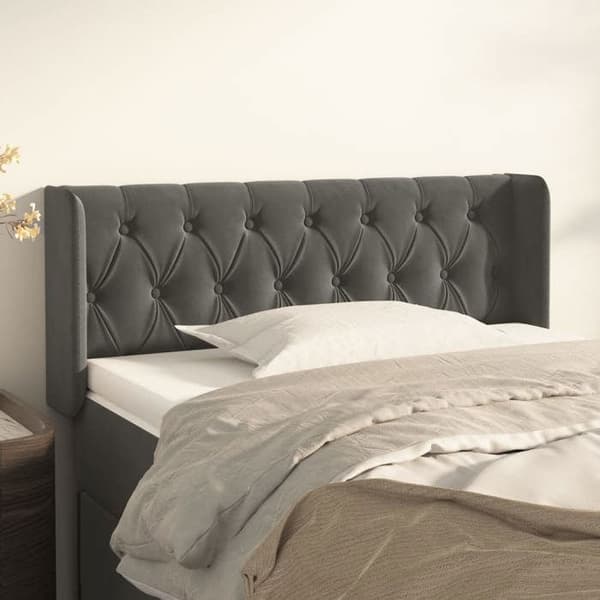 Maison Exclusive - Huvudgavel med öron Mörkgrå 103x16x78/88 cm Sammet Mörkgrå