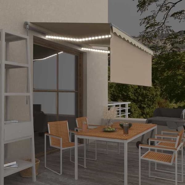 Fällbart tak - EXKLUSIV HUS - 3 x 2,5 m - Manuell - Solenergi LED - UV-skydd Grädde