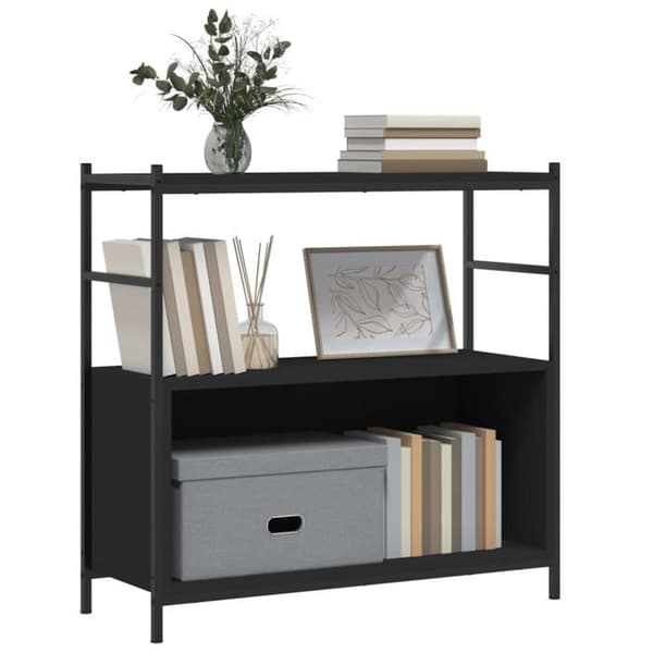 Maison Exclusive - Bibliotek sort 80x30x78,5 cm ingeniørtræ og jern