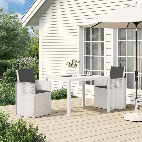Maison Exclusive - Sæt af 3 pc. spisebord til haven i hvid og antracit Vit och antracit