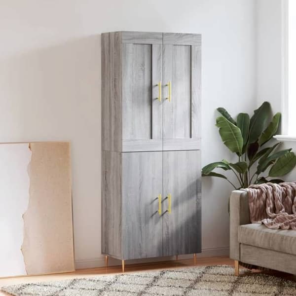 Maison Exclusive - Buffé hög Sonoma grå 69,5x34x180 cm Ingenjörsträ Sonoma grå