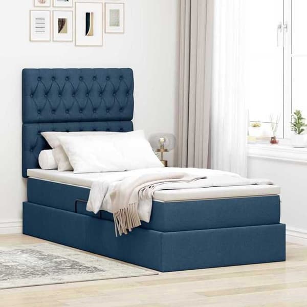 Sengestel med madras - MAISON EXCLUSIVE - Maison Exclusive - Blå - 100x200 cm - Hydraulisk sideopbevaring Blå