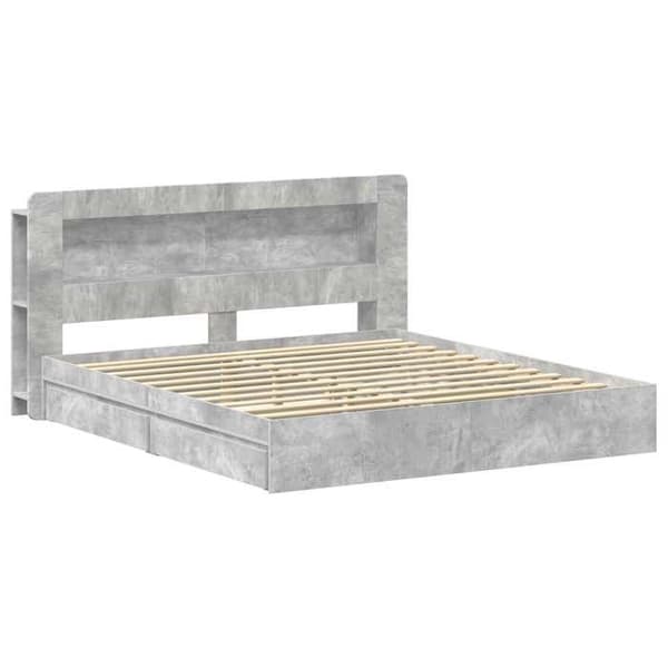 Maison Exclusive - Sängram med förvaring och låda Grå betong 200 x 200 cm