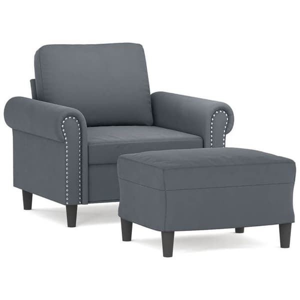 Maison Exclusive - Fåtölj med fotpall Mörkgrå 60 cm Sammet Mörkgrå