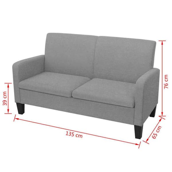 Maison Exclusive - 2-paikkainen sohva 135 x 65 x 76 cm Vaaleanharmaa Ljusgrått