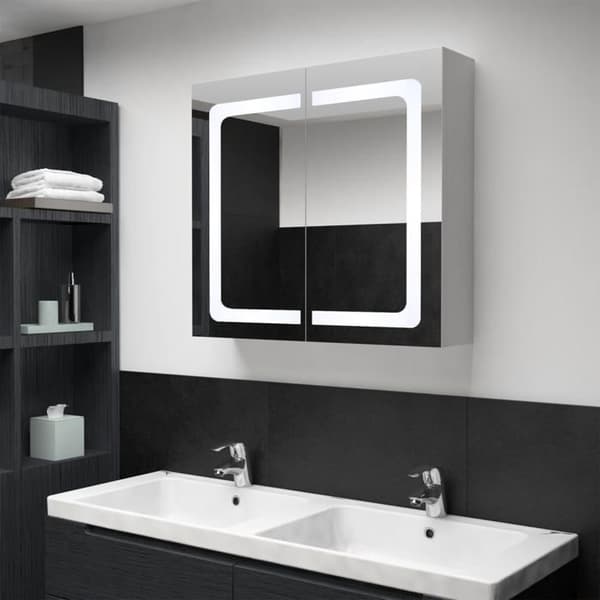 Maison Exclusive - LED-peilikaappi 80x12,2x68 cm Vitt och silver