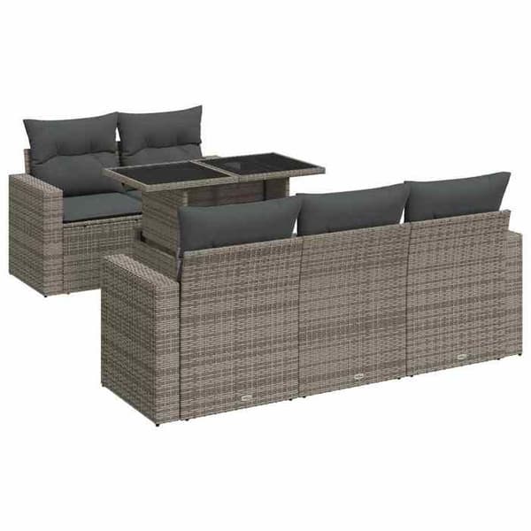 Maison Exclusive - Trädgårdsmöbler 6 delar med grå kuddar i flätad resin grå