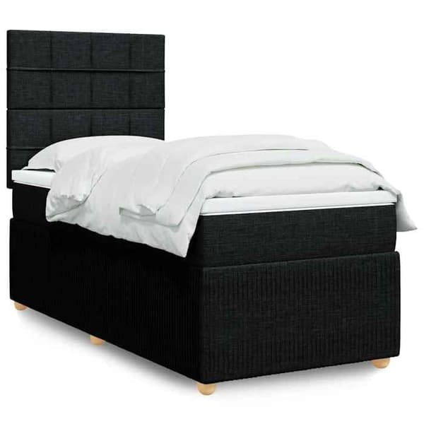 Maison Exclusive - Seng med lamelbund og madras Sort 90x200 cm Stof