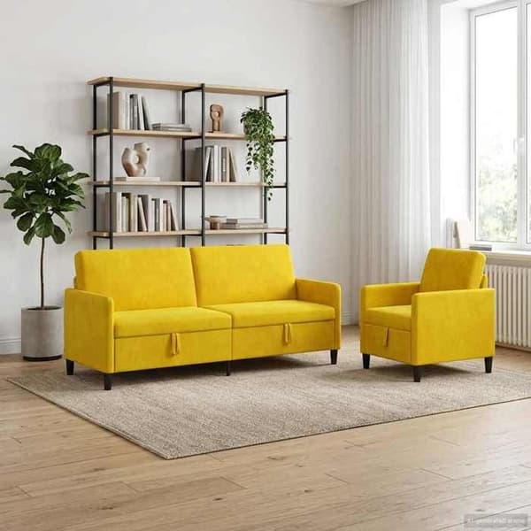 Soffa 2 platser - EXKLUSIV HEM - 2 st - Förvaring under sits - Gul - Polyester Gul