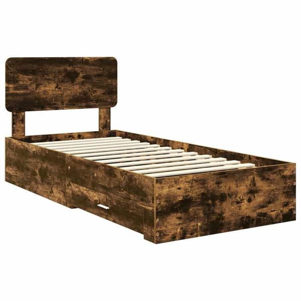 Maison Exclusive - Sängram i rökig ek 75 x 190 cm Ingenjörsträ