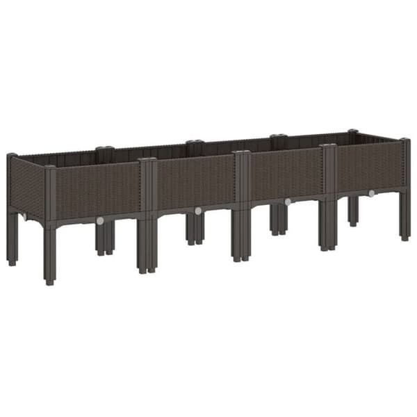 Jardiniär - EXKLUSIV HEM - Rattanutseende - 160x40x42 cm - Stötsäker polypropen - Brun brun
