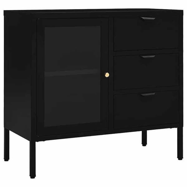 Maison Exclusive - Buffet Sort 75x35x70 cm Stål og hærdet glas