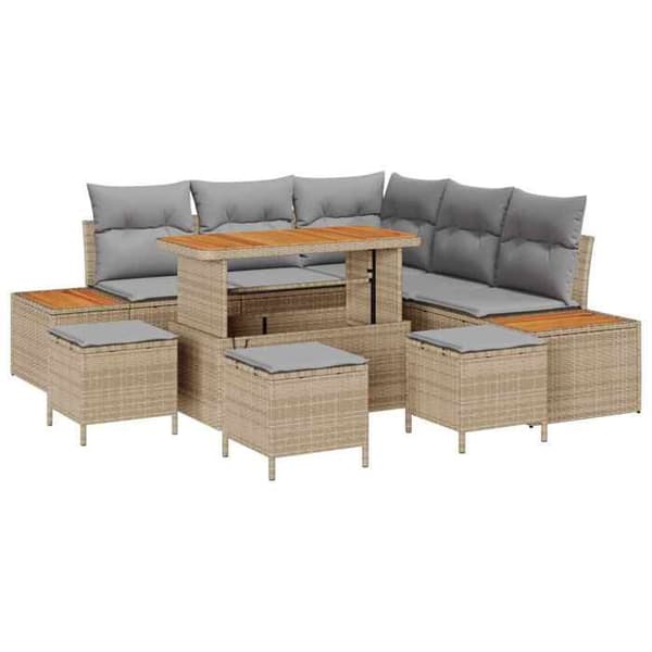 Trädgårdsmöbler - EXKLUSIVT HEM - Set 9 delar - 8 platser - Poly rattan & stålram - Justerbart bord